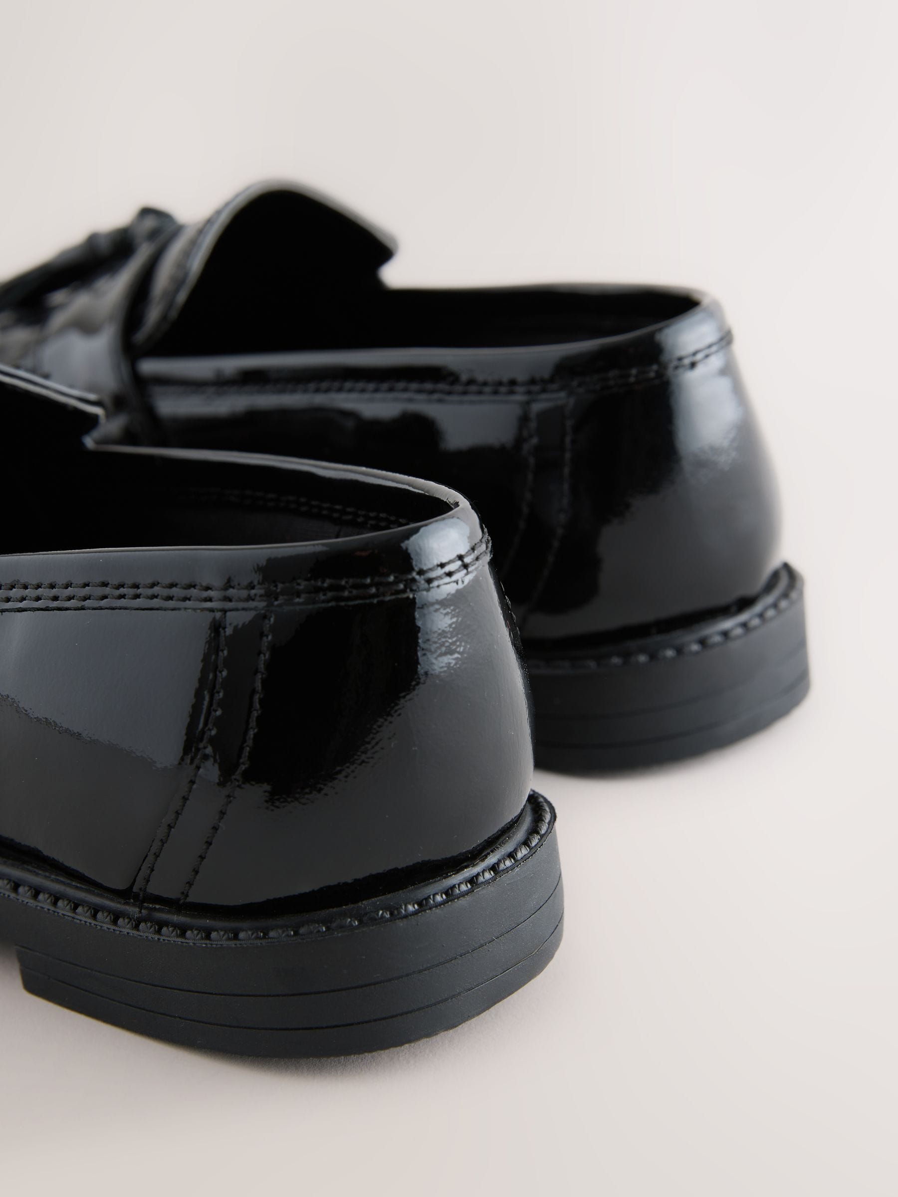 Black Patent Wide Fit (G) Leather Tassel Loafer School Shoes image 4