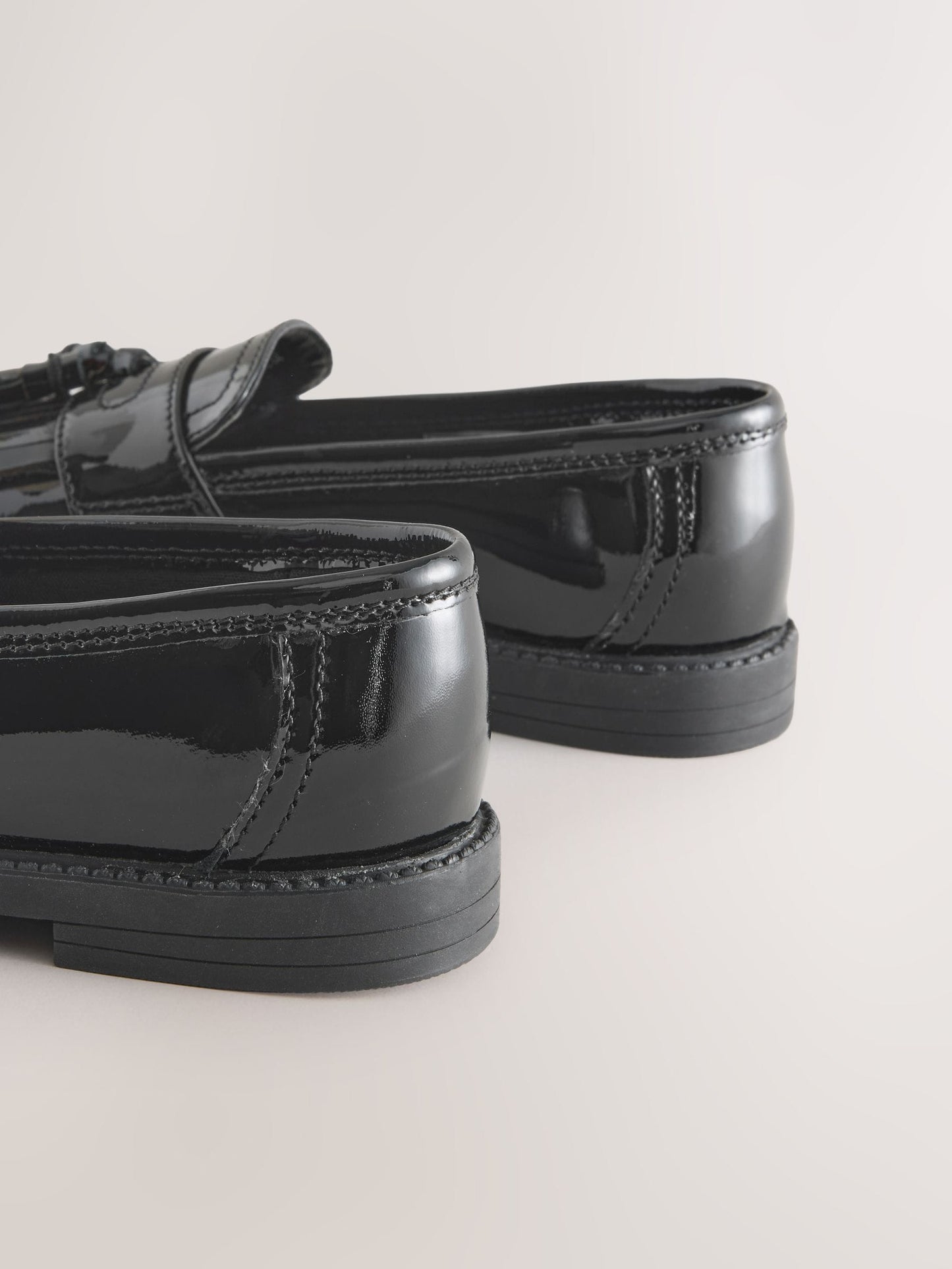 Black Patent Narrow Fit (E) Leather Tassel Loafer School Shoes image 5