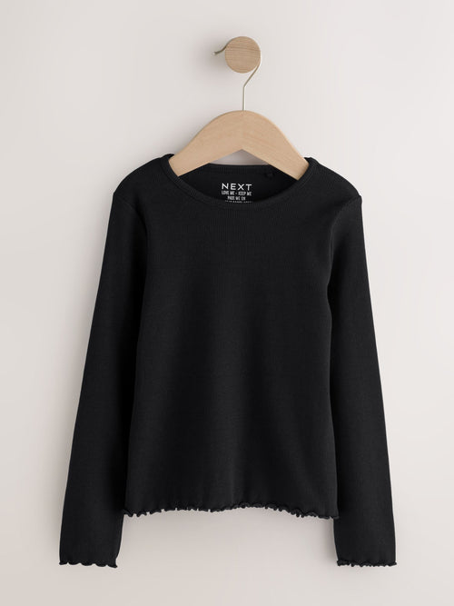 Black Cotton Rich Long Sleeve Rib T-Shirt (3mths-7yrs) image 1