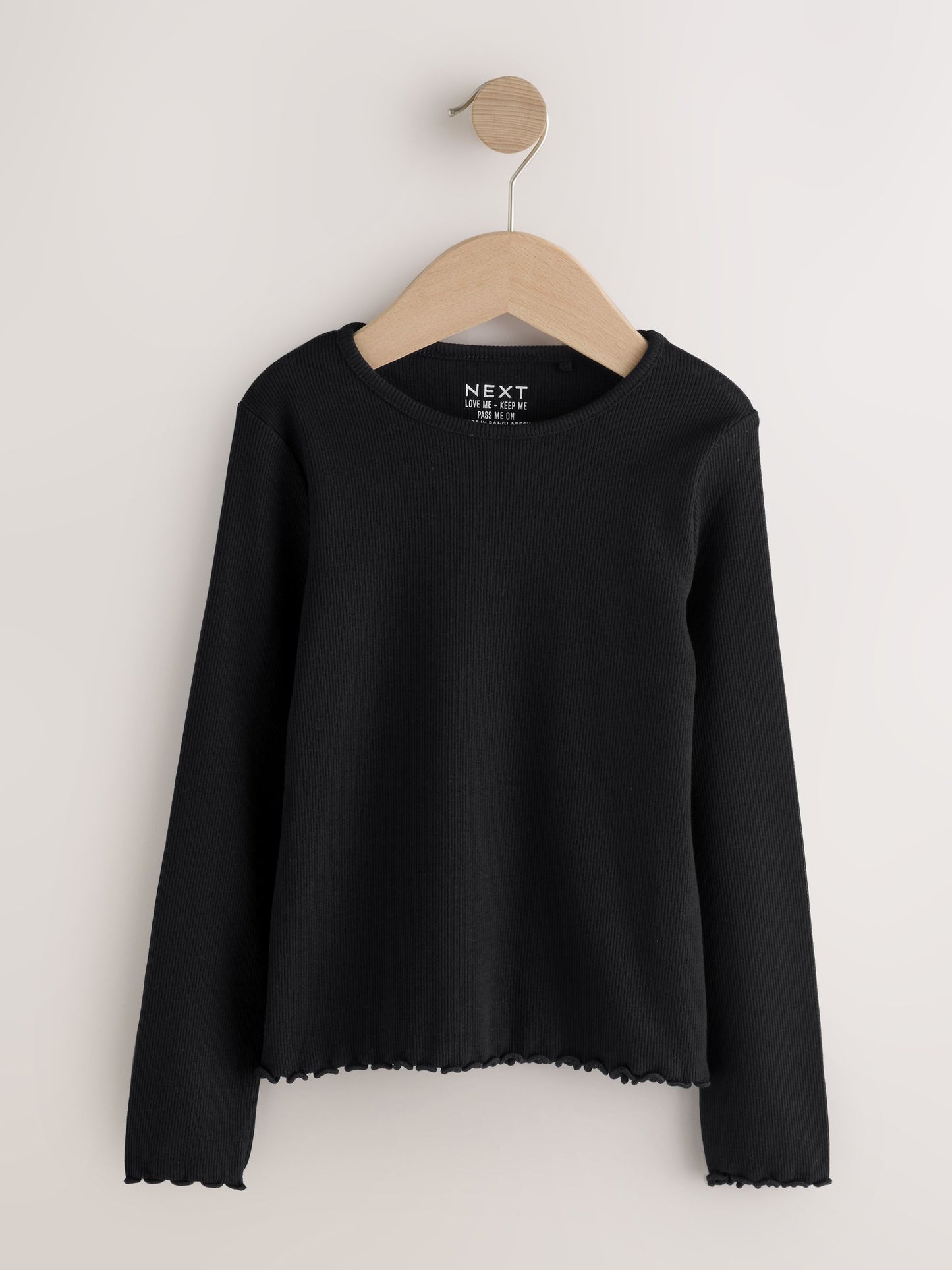 Black Cotton Rich Long Sleeve Rib T-Shirt (3mths-7yrs) image 1