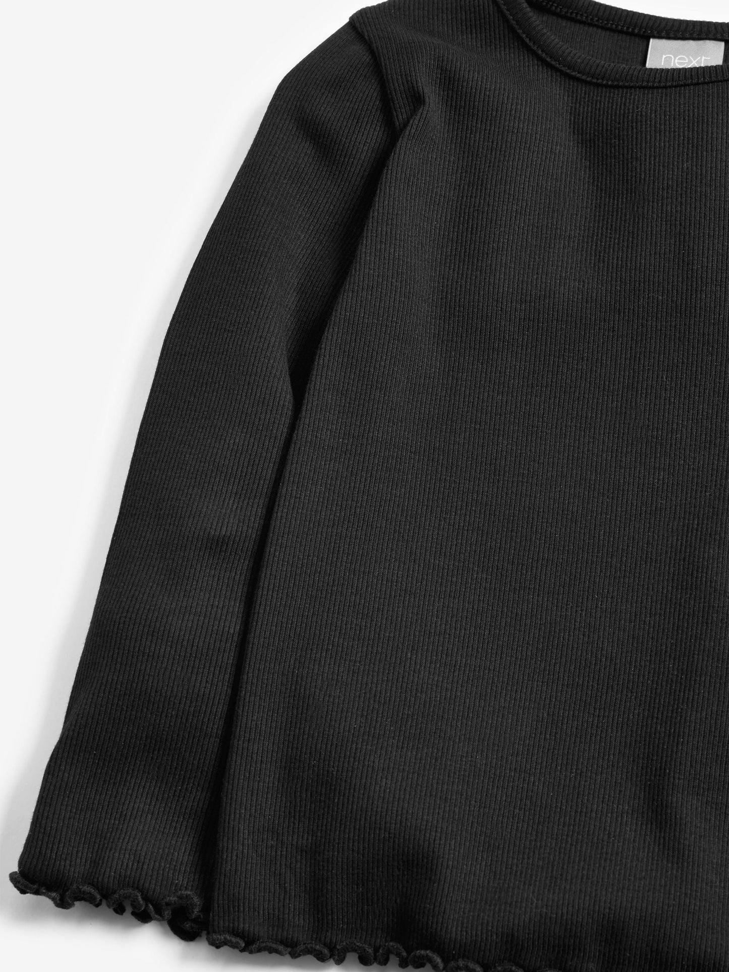 Black Cotton Rich Long Sleeve Rib T-Shirt (3mths-7yrs) image 4