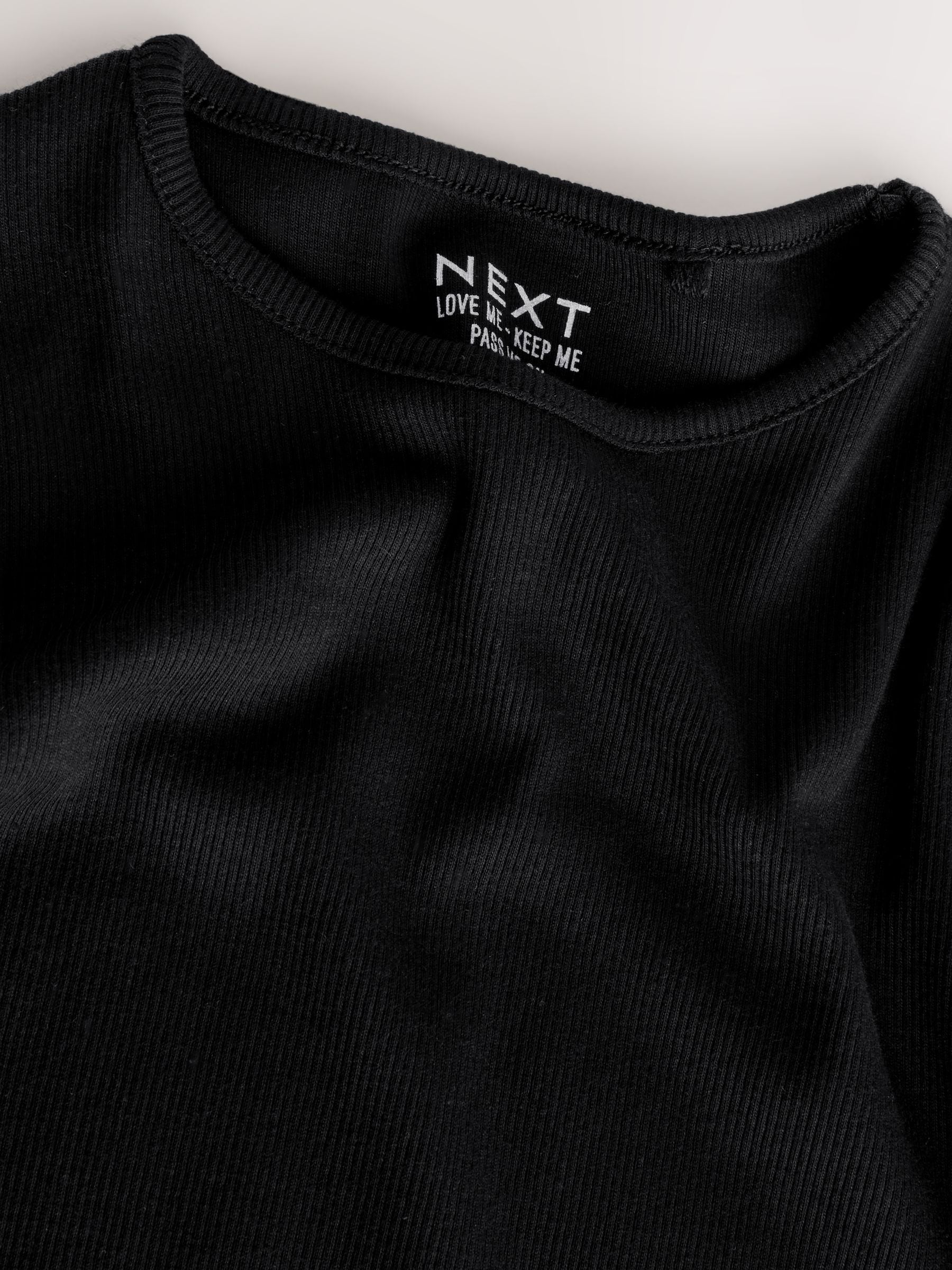 Black Cotton Rich Long Sleeve Rib T-Shirt (3mths-7yrs) image 5