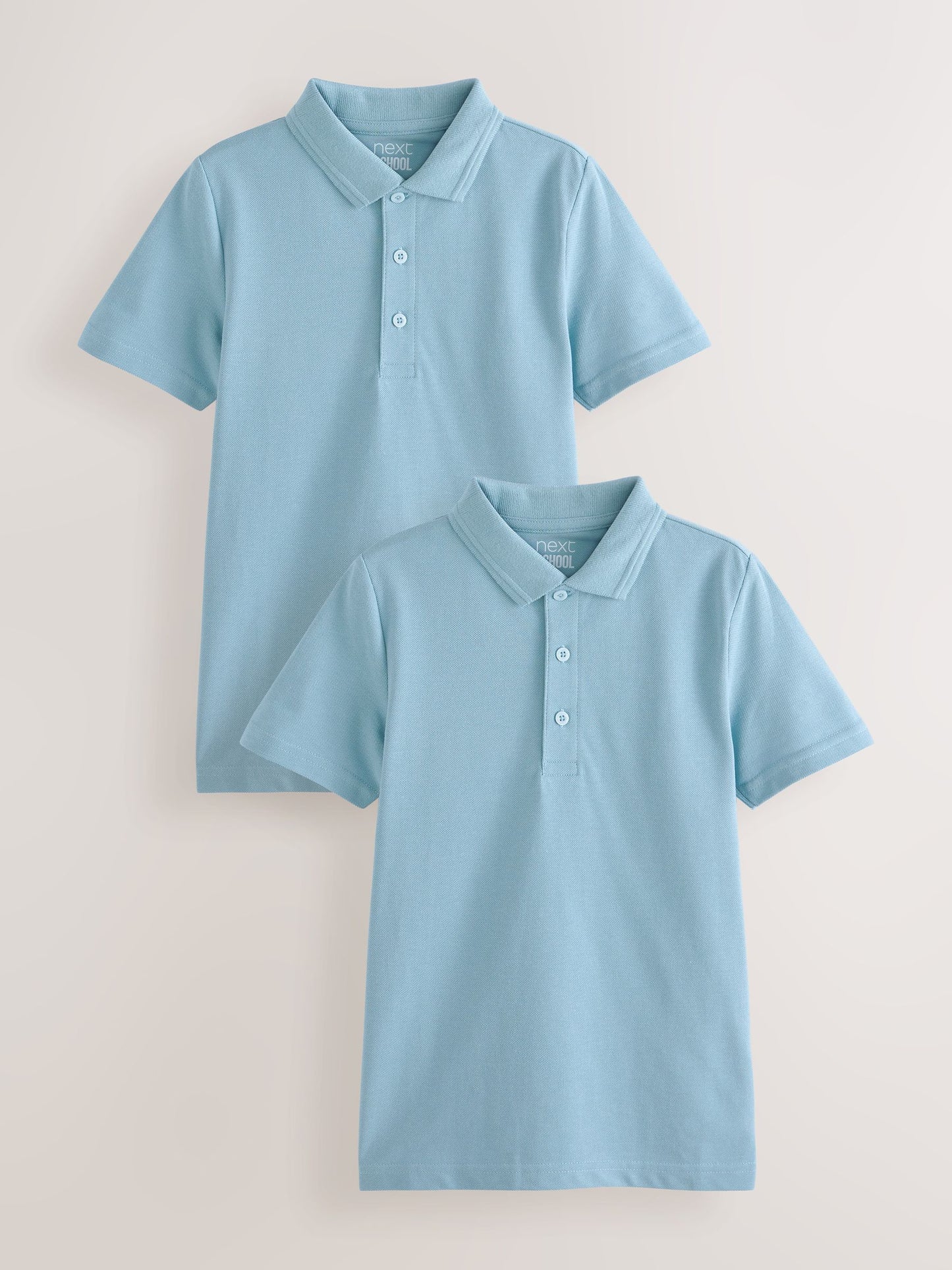 Dsiney Kidz - Blue Regular Fit Cotton School Short Sleeve Polo Shirts 2 Pack (3-16yrs) image 1