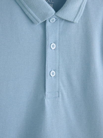 Dsiney Kidz - Blue Regular Fit Cotton School Short Sleeve Polo Shirts 2 Pack (3-16yrs) image 3