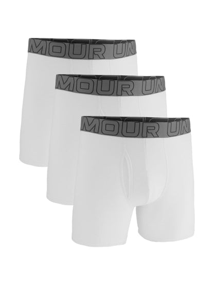 Dsiney Kidz - Under Armour White Cotton Blend Performance Tech 6in Boxers 3 Pack image 1