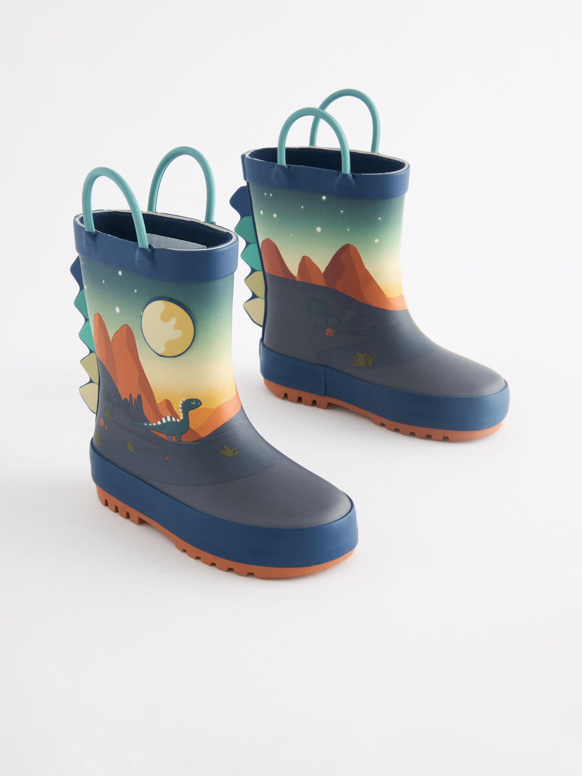 Dsiney Kidz - Navy Dinosaur Scene Handle Pull On Wellies image 1