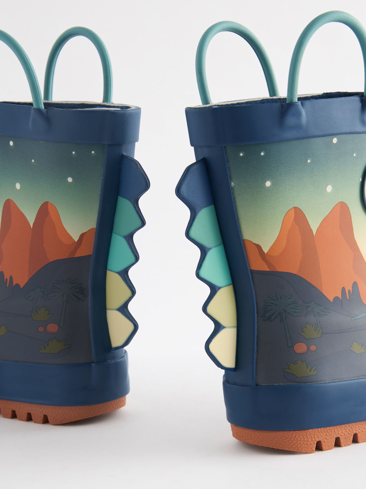 Dsiney Kidz - Navy Dinosaur Scene Handle Pull On Wellies image 3