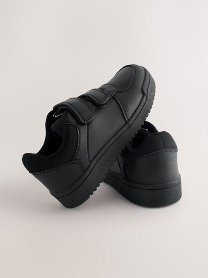 Black Wide Fit (G) 2 Straps Touch Fastening School Shoes image 3