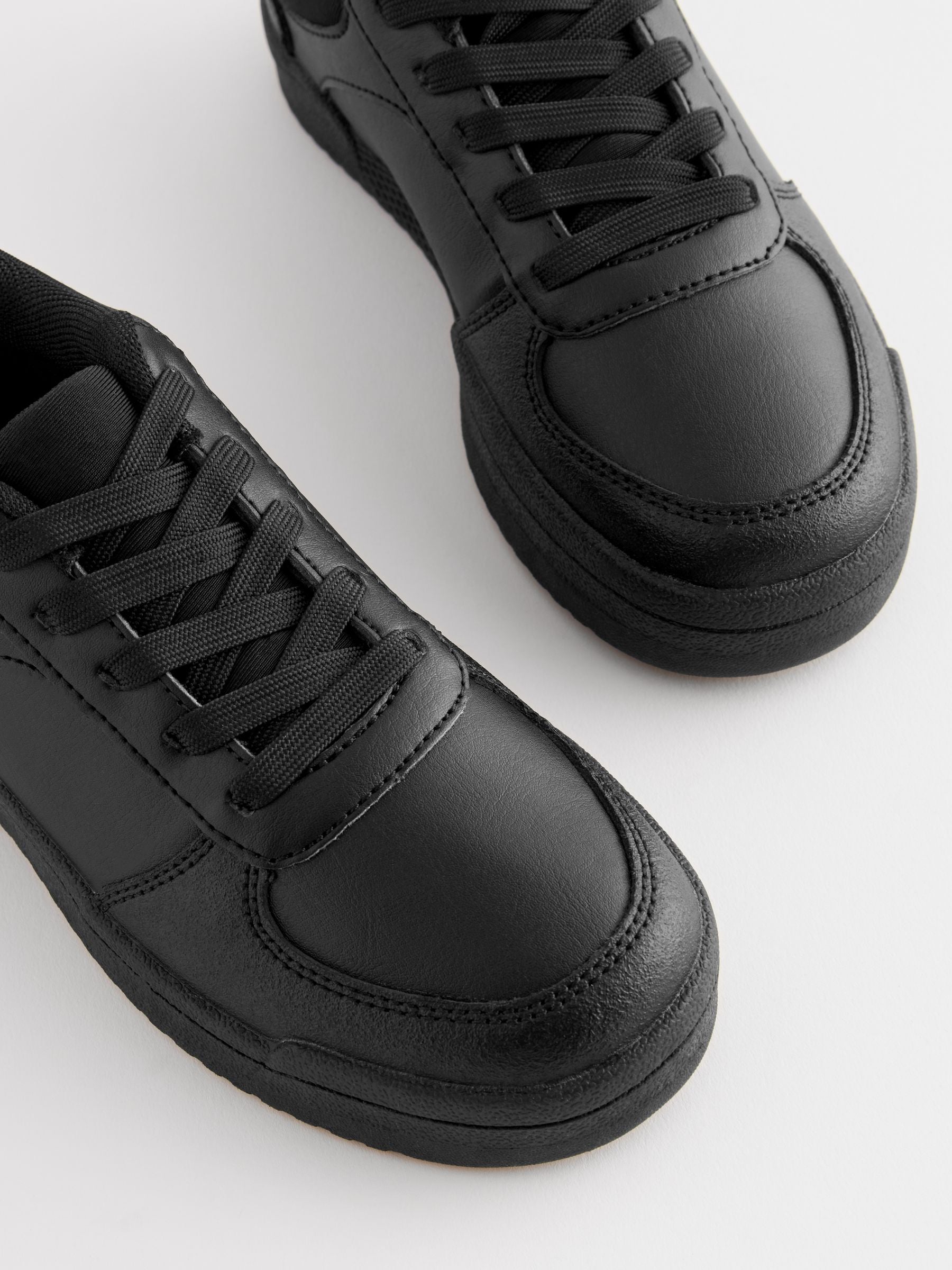 Black Wide Fit (G) School Lace-Up Shoes image 3