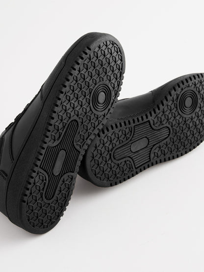 Black Wide Fit (G) School Lace-Up Shoes image 5