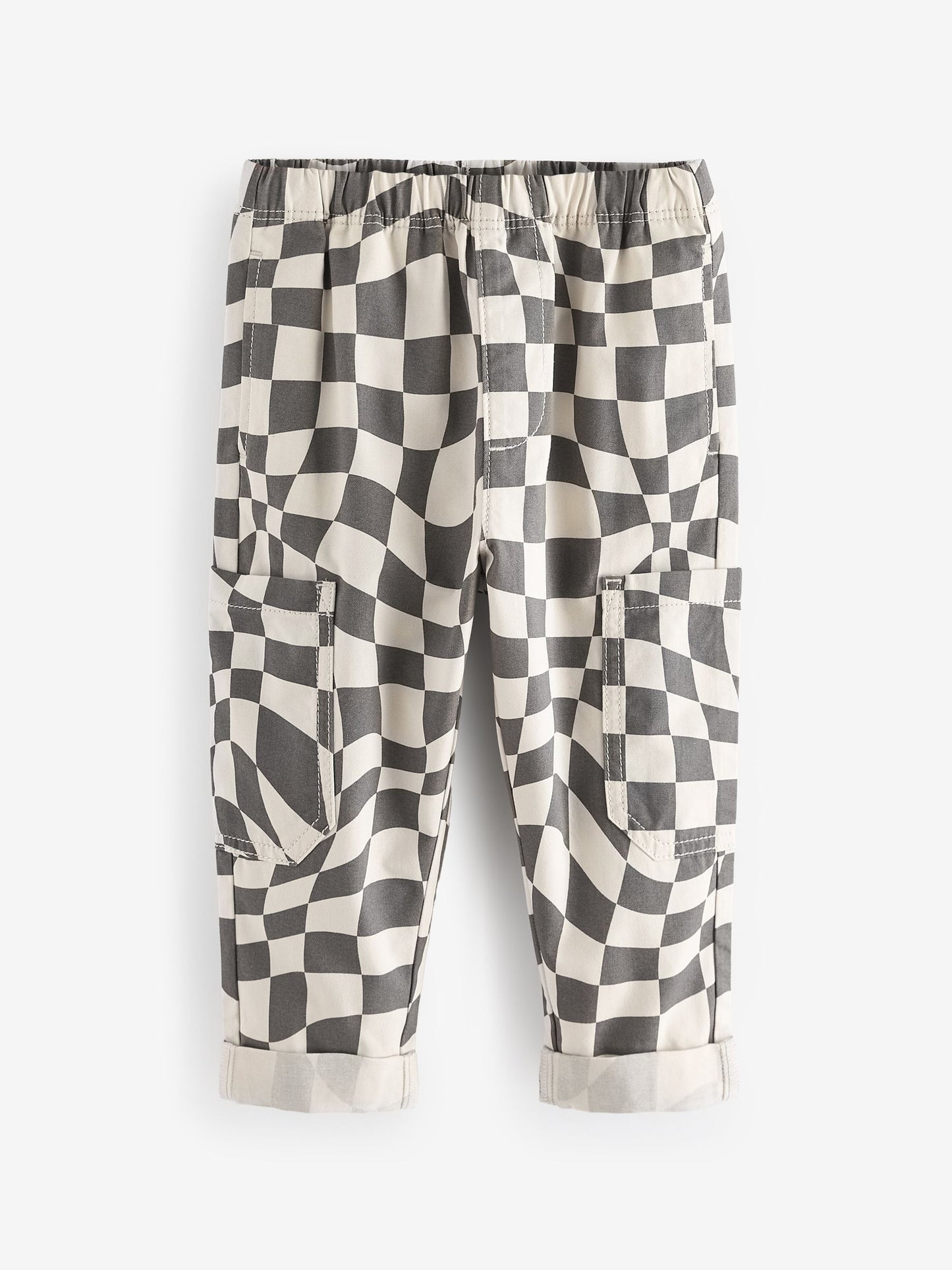 Dsiney Kidz - Grey/White Checkerboard Side Pocket Pull On Trousers (3mths-7yrs) image 5