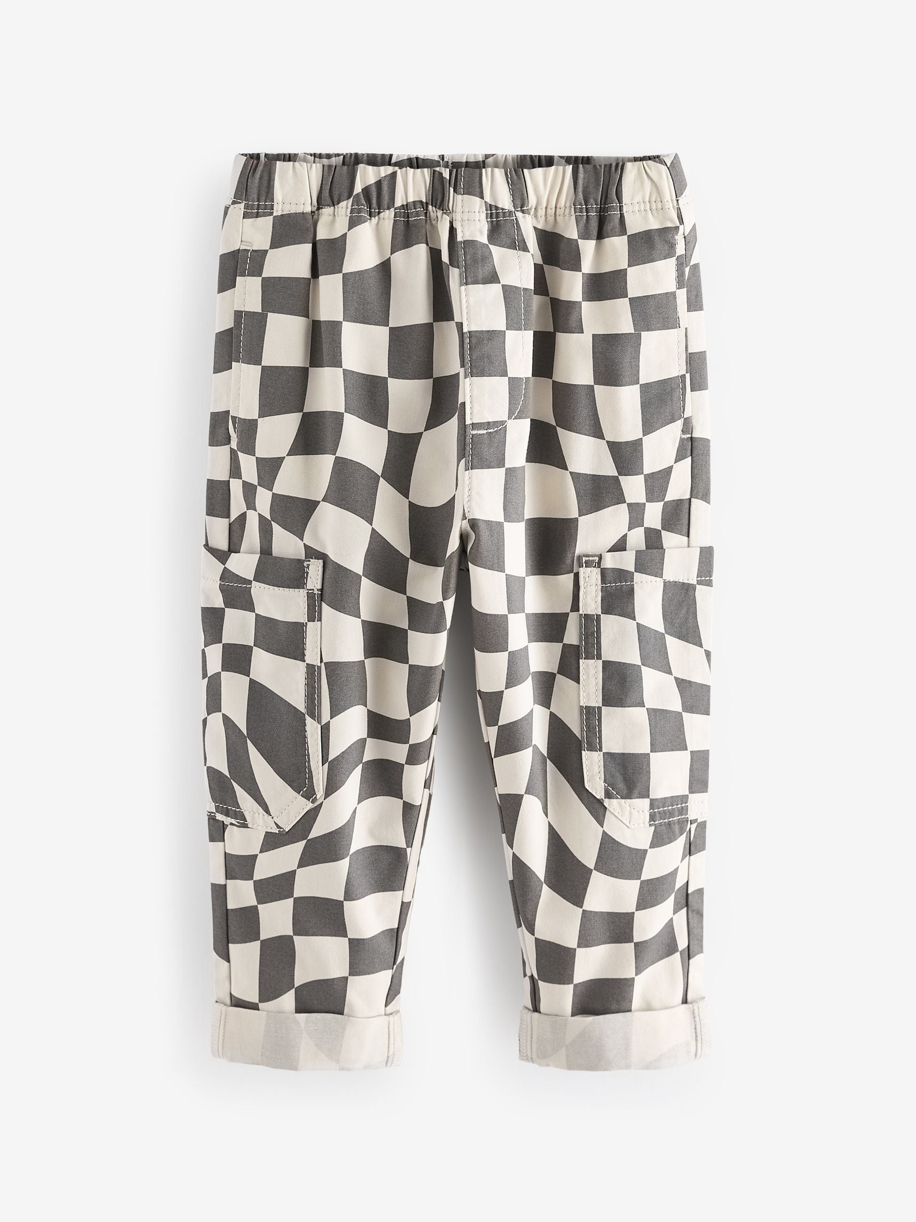 Dsiney Kidz - Grey/White Checkerboard Side Pocket Pull On Trousers (3mths-7yrs) image 5