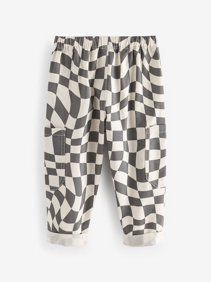 Dsiney Kidz - Grey/White Checkerboard Side Pocket Pull On Trousers (3mths-7yrs) image 6