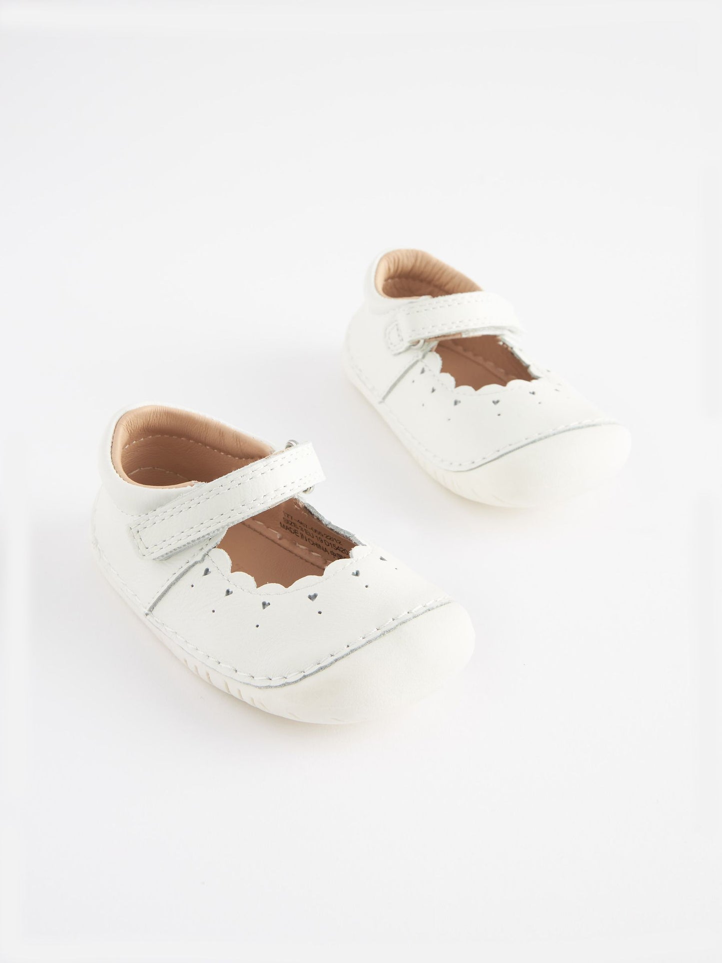 White Leather Wide Fit (G) Crawler Mary Jane Shoes image 1