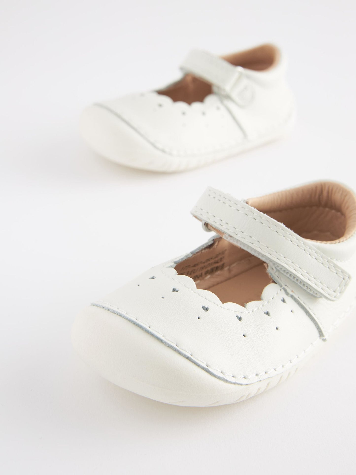 White Leather Wide Fit (G) Crawler Mary Jane Shoes image 3