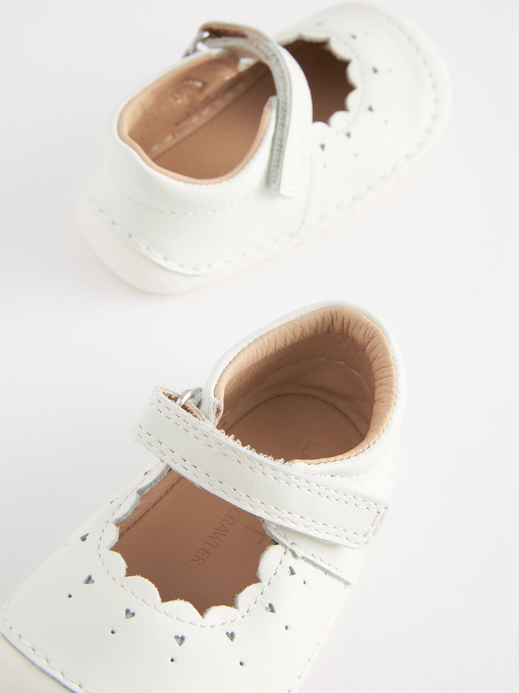 White Leather Wide Fit (G) Crawler Mary Jane Shoes image 4