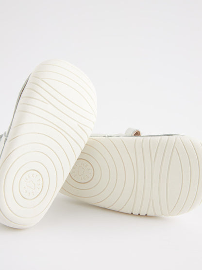 White Leather Wide Fit (G) Crawler Mary Jane Shoes image 6