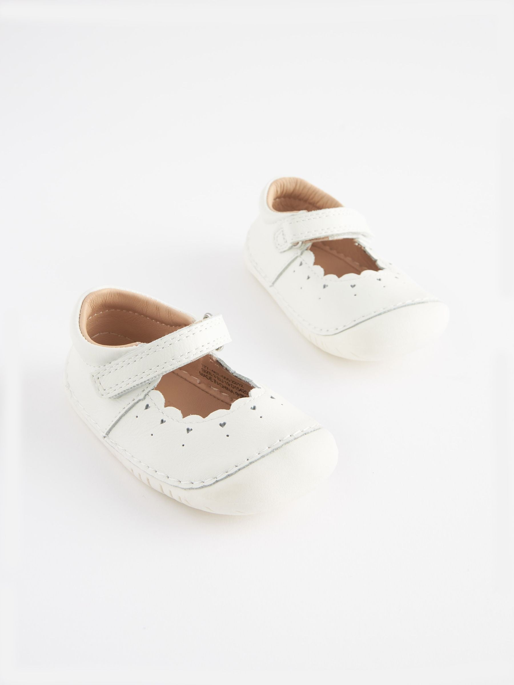 White Leather Wide Fit (G) Crawler Mary Jane Shoes image 2