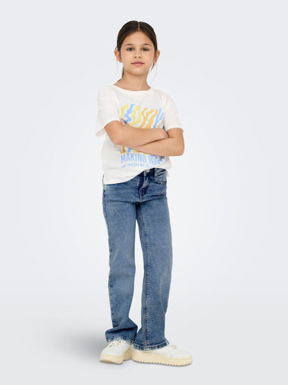 Dsiney Kidz - ONLY KIDS Light Blue Straight Leg Adjustable Waist Jeans With Comfort Stretch image 1