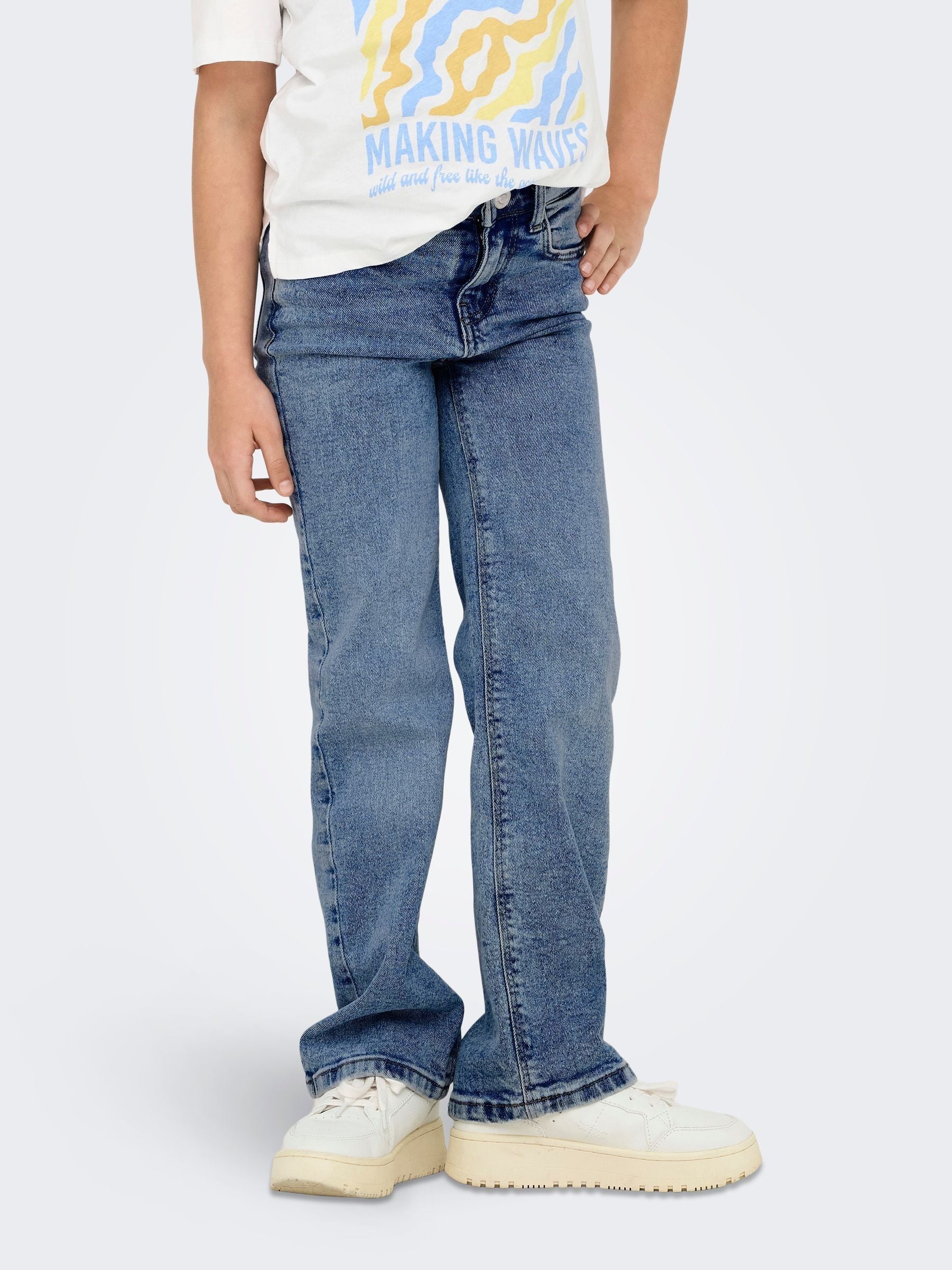 Dsiney Kidz - ONLY KIDS Light Blue Straight Leg Adjustable Waist Jeans With Comfort Stretch image 3