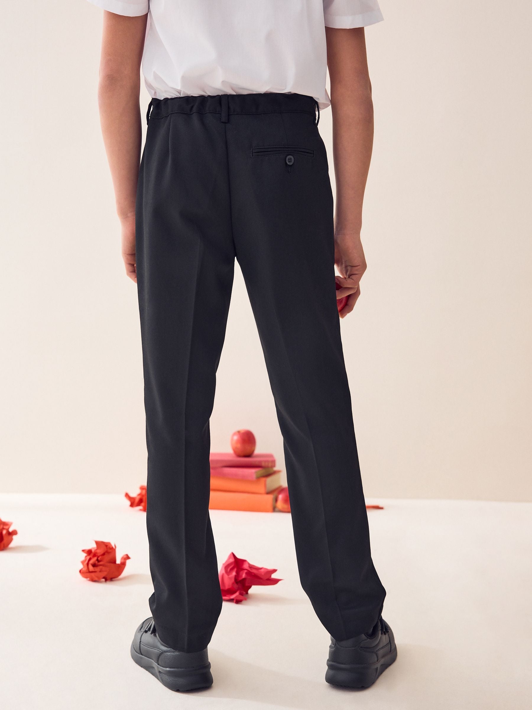 Dsiney Kidz - Black Regular Waist School Pleat Front Trousers (3-17yrs) image 5