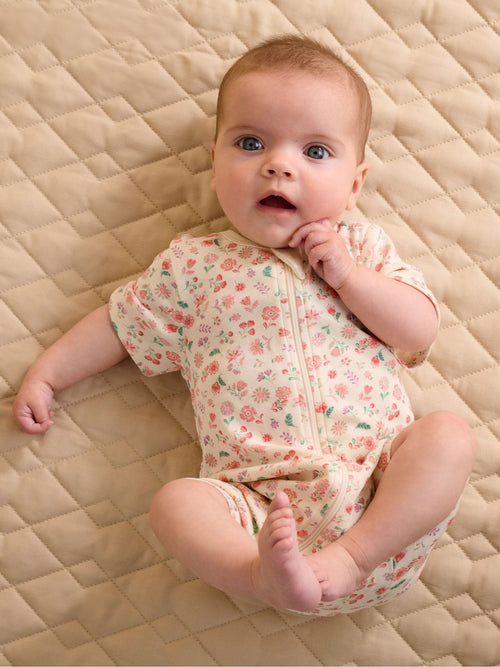 Purebaby Pink Short Sleeve Zip Rompers 2 Pack image 1