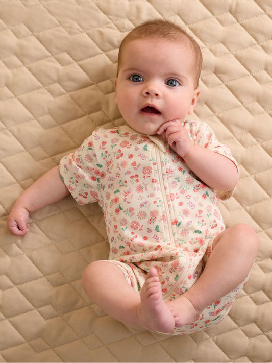 Purebaby Pink Short Sleeve Zip Rompers 2 Pack image 1