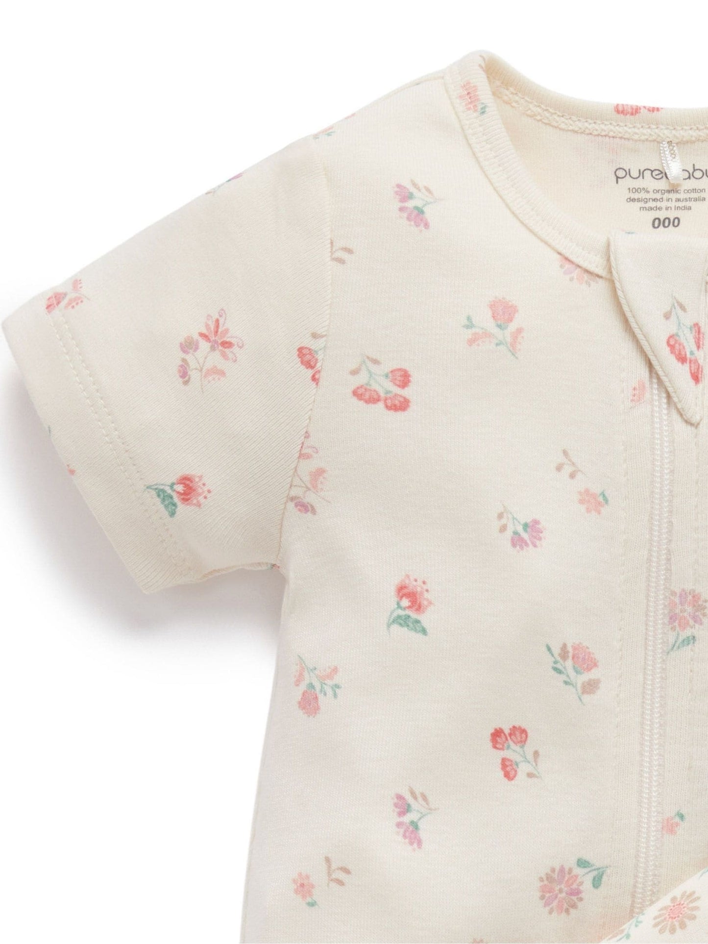 Purebaby Pink Short Sleeve Zip Rompers 2 Pack image 4