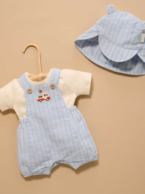 Purebaby White Laguna Dungaree Set image 1