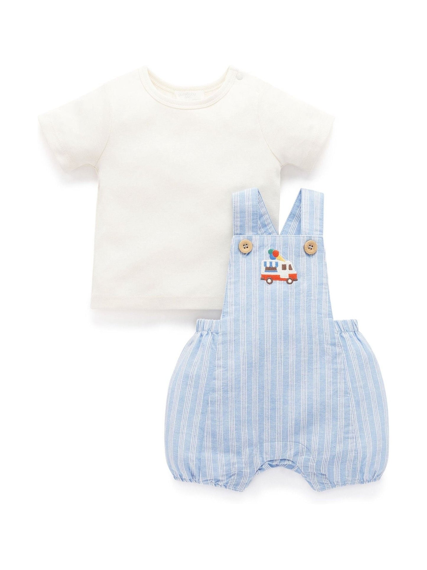 Purebaby White Laguna Dungaree Set image 2