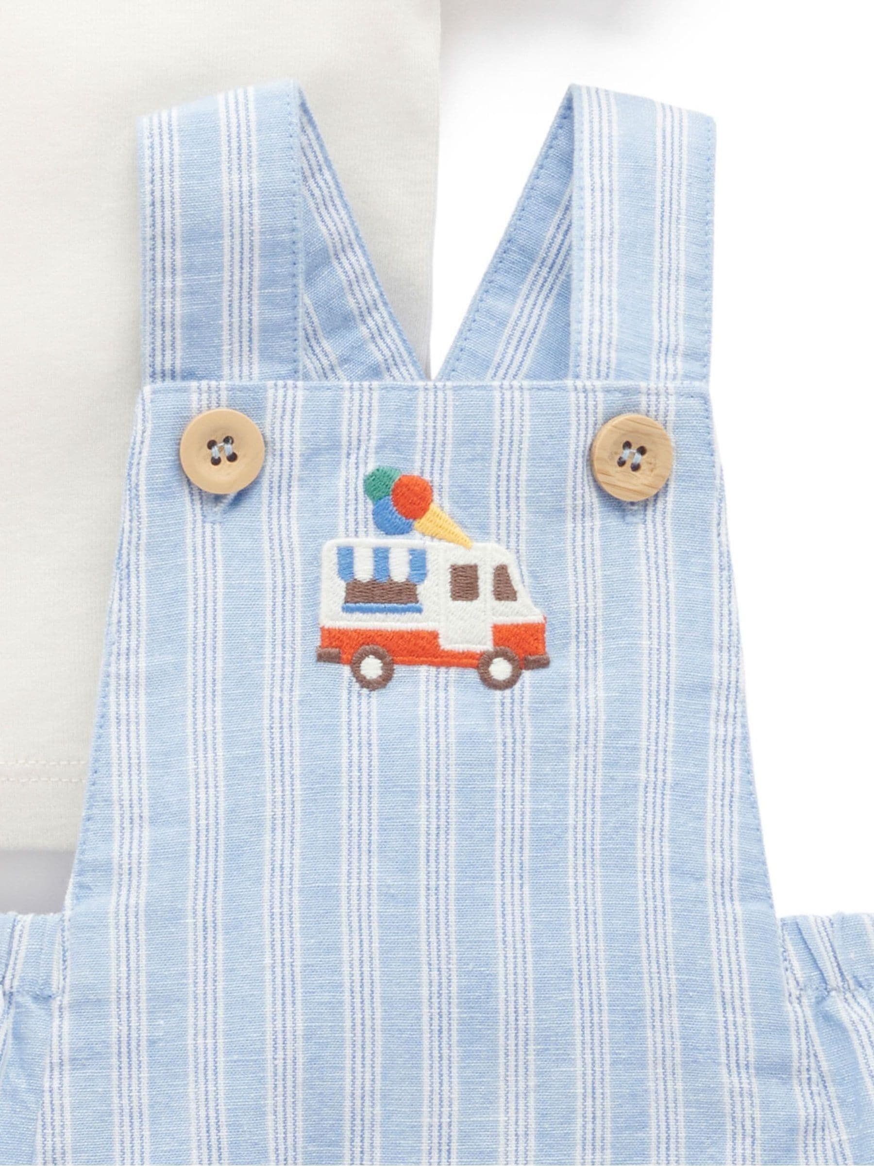 Purebaby White Laguna Dungaree Set image 3