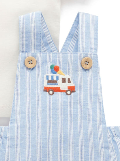 Purebaby White Laguna Dungaree Set image 3