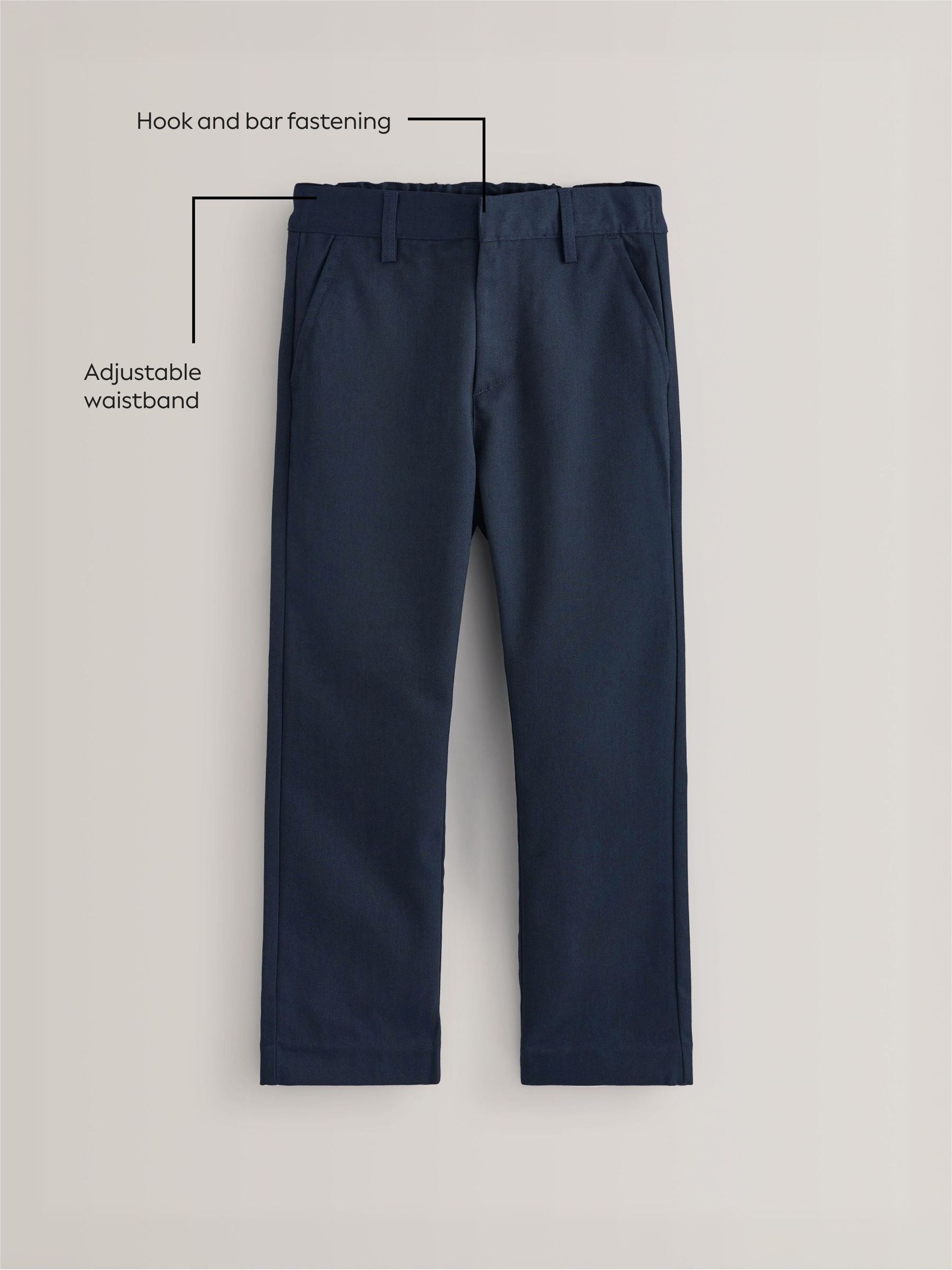 Dsiney Kidz - Navy Regular Waist Straight Leg School Trousers (3-17yrs) image 5