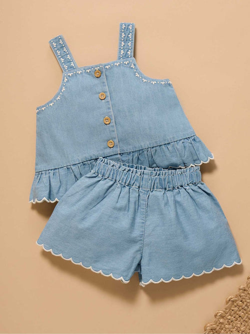 Dsiney Kidz - Purebaby Blue Chambray Top & Shorts Set image 1