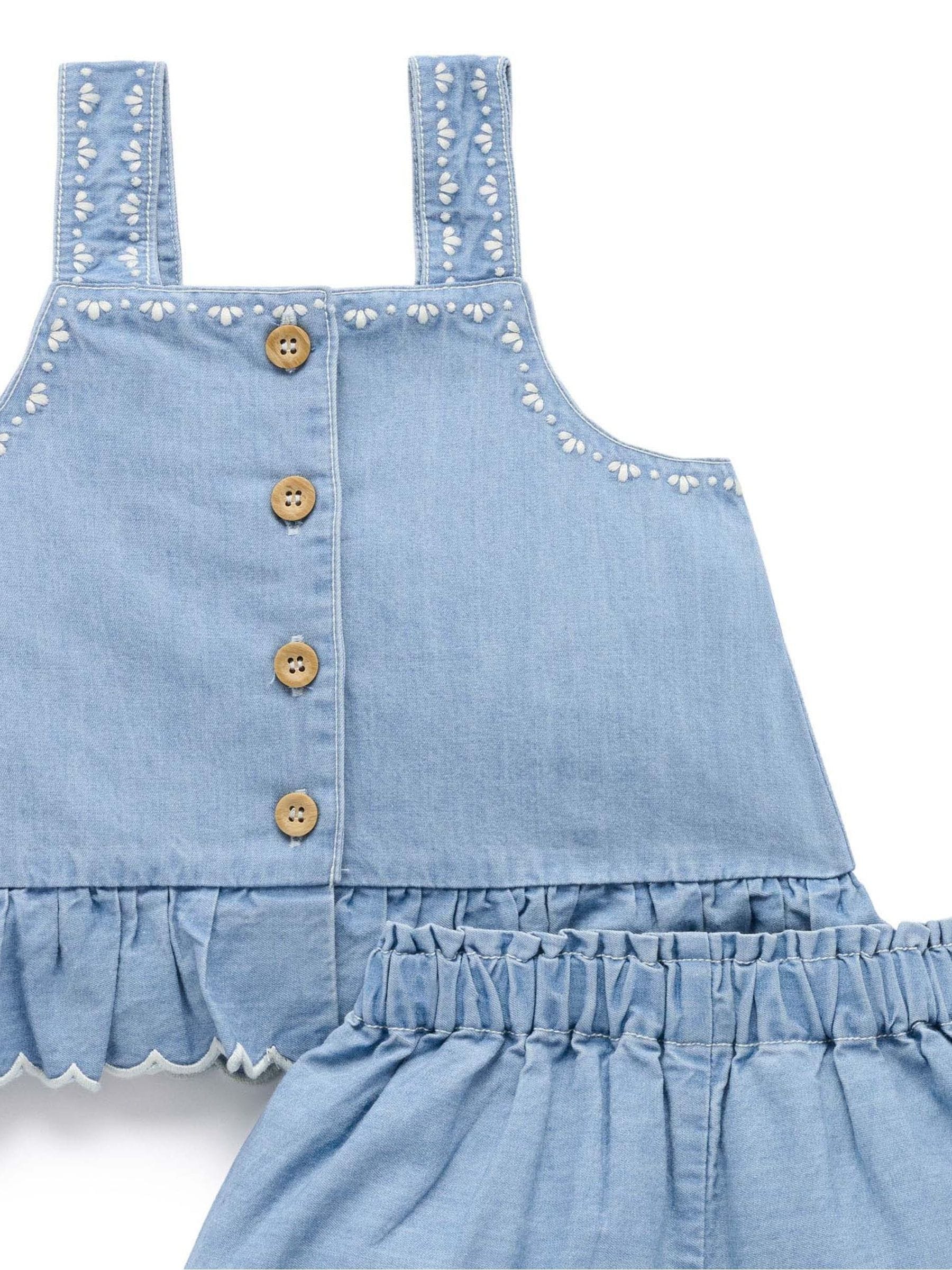 Purebaby Blue Chambray Top & Shorts Set image 3