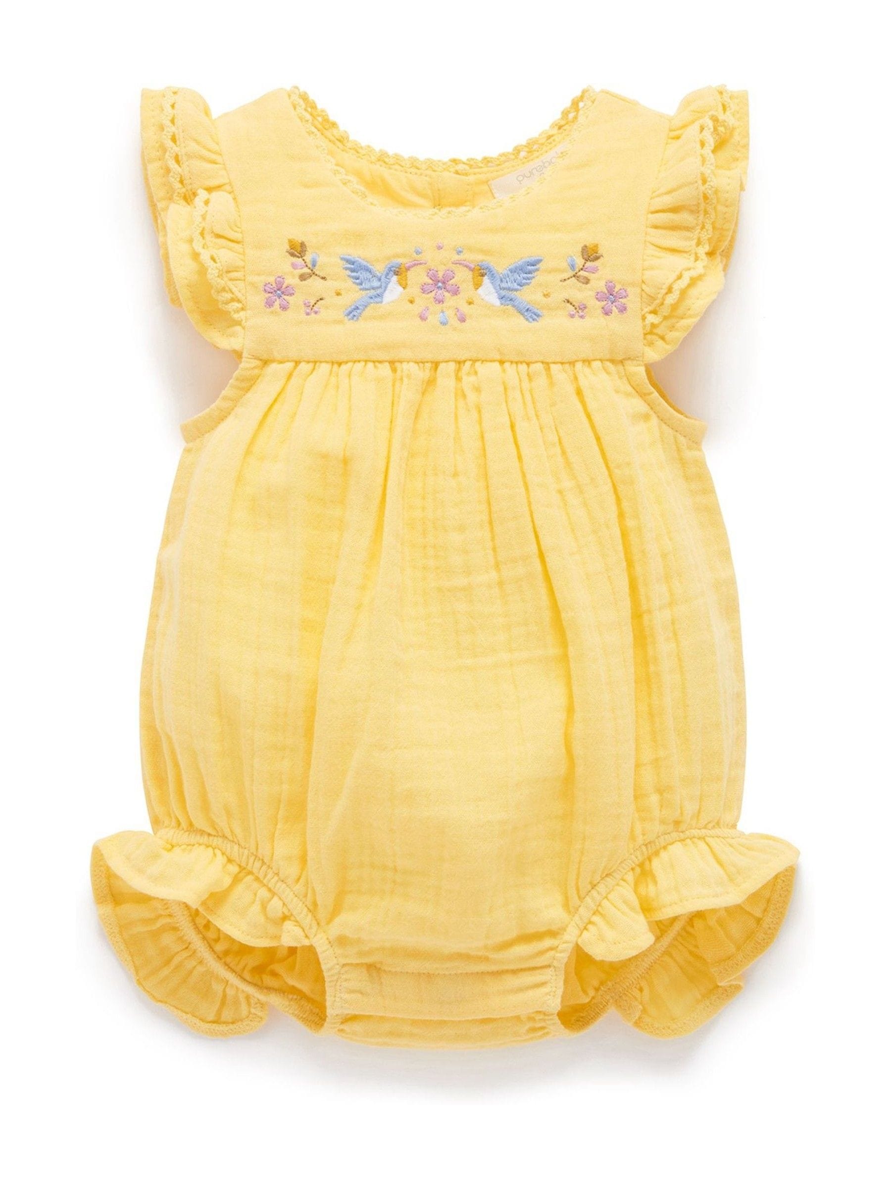 Purebaby Yellow Embroidered Bodysuit image 2