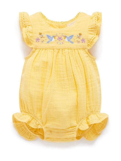 Purebaby Yellow Embroidered Bodysuit image 2
