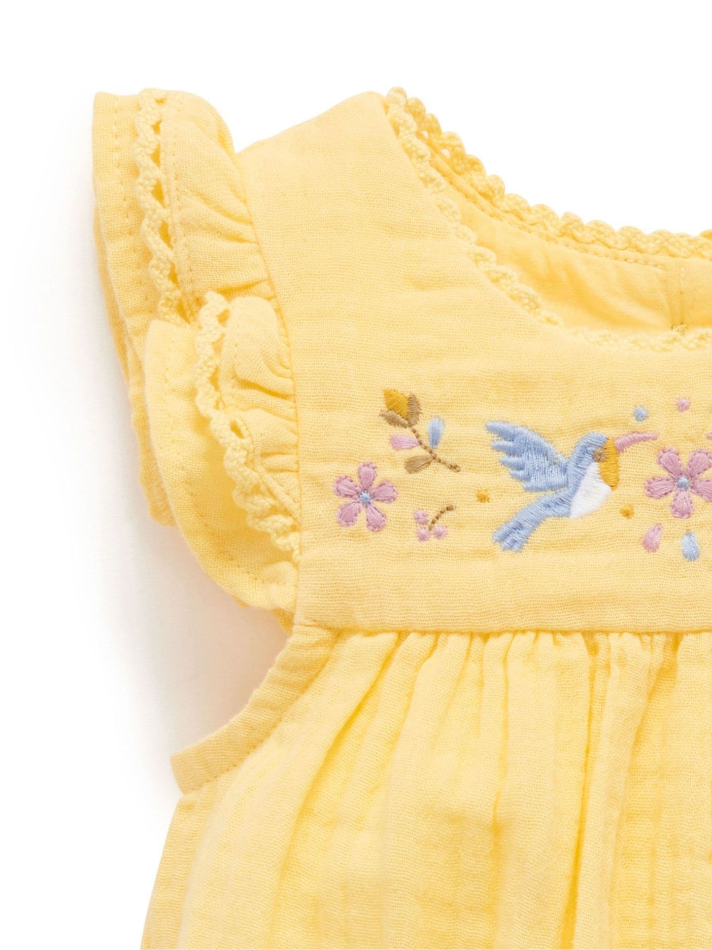 Purebaby Yellow Embroidered Bodysuit image 4