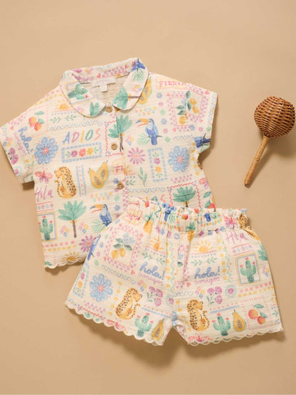 Purebaby Pink Postcards Top & Shorts Set image 1