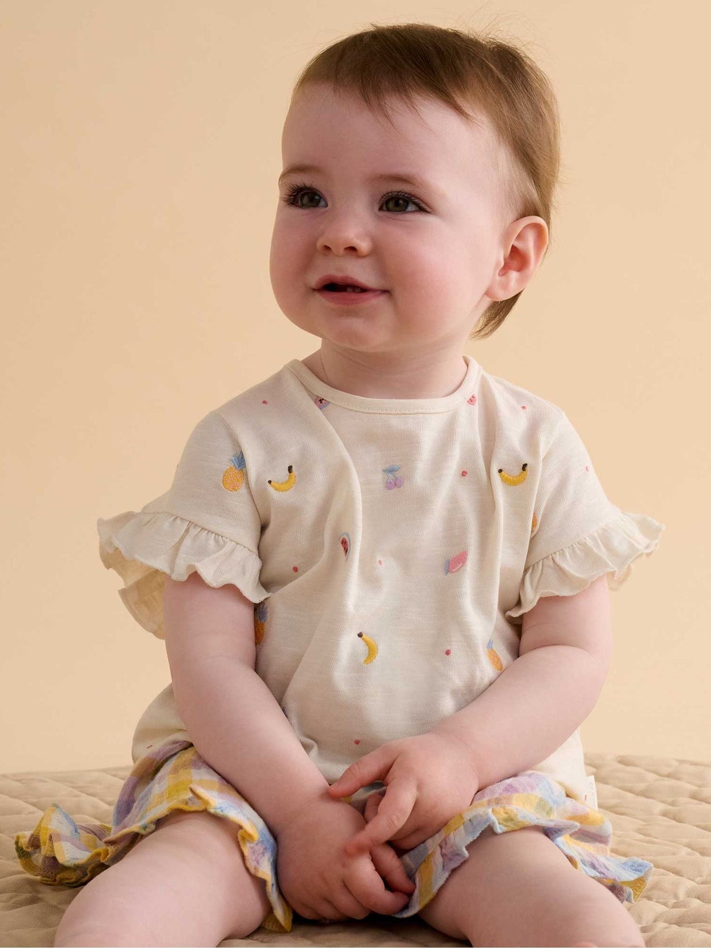Purebaby Pink Fruity Top & Shorts Set image 1