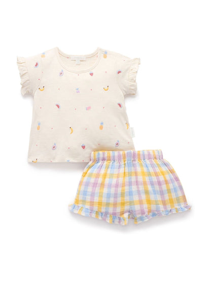 Purebaby Pink Fruity Top & Shorts Set image 3