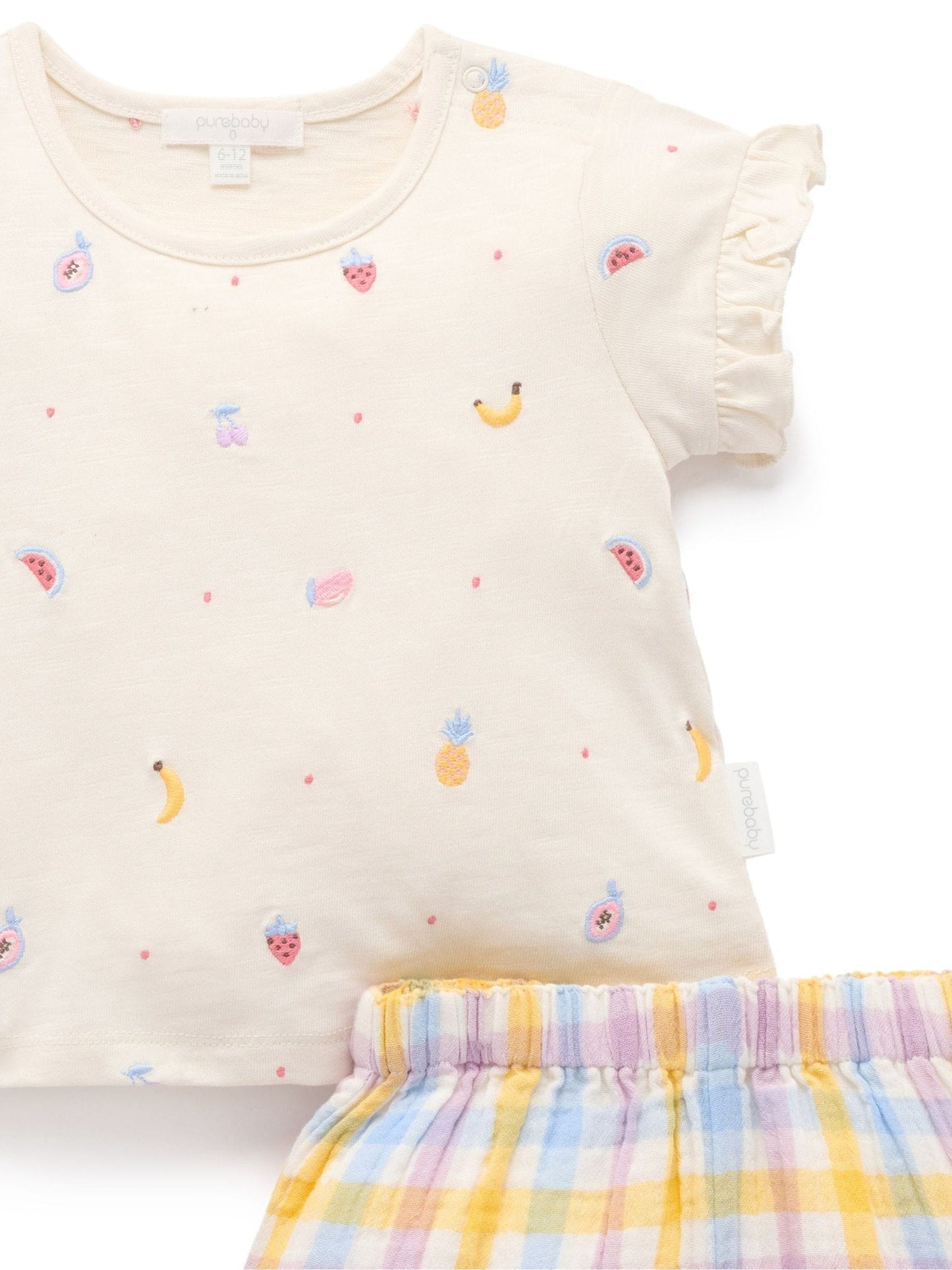 Purebaby Pink Fruity Top & Shorts Set image 5