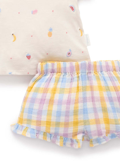 Purebaby Pink Fruity Top & Shorts Set image 6