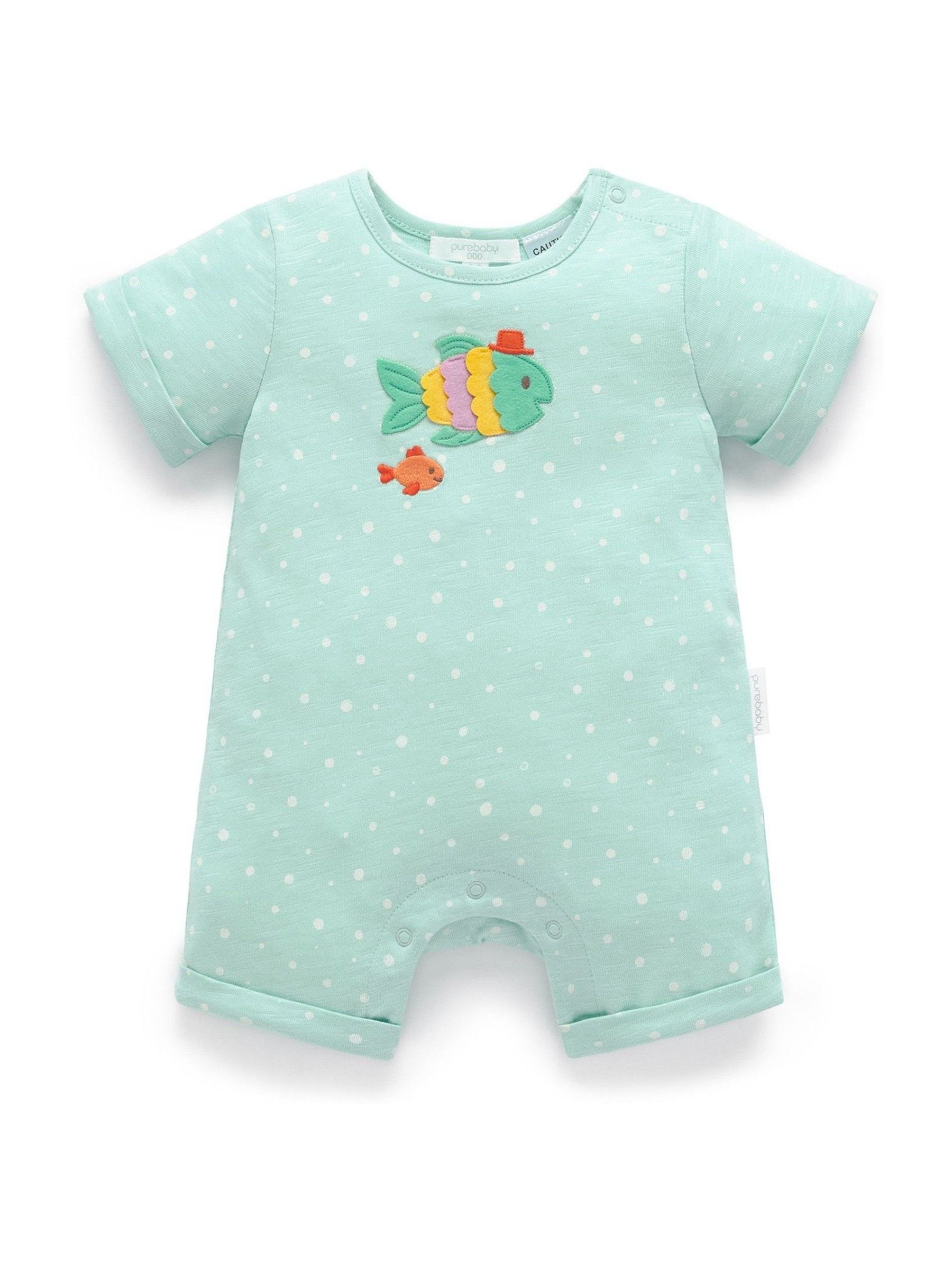Purebaby Blue Fancy Fish Growsuit Rompersuit image 2