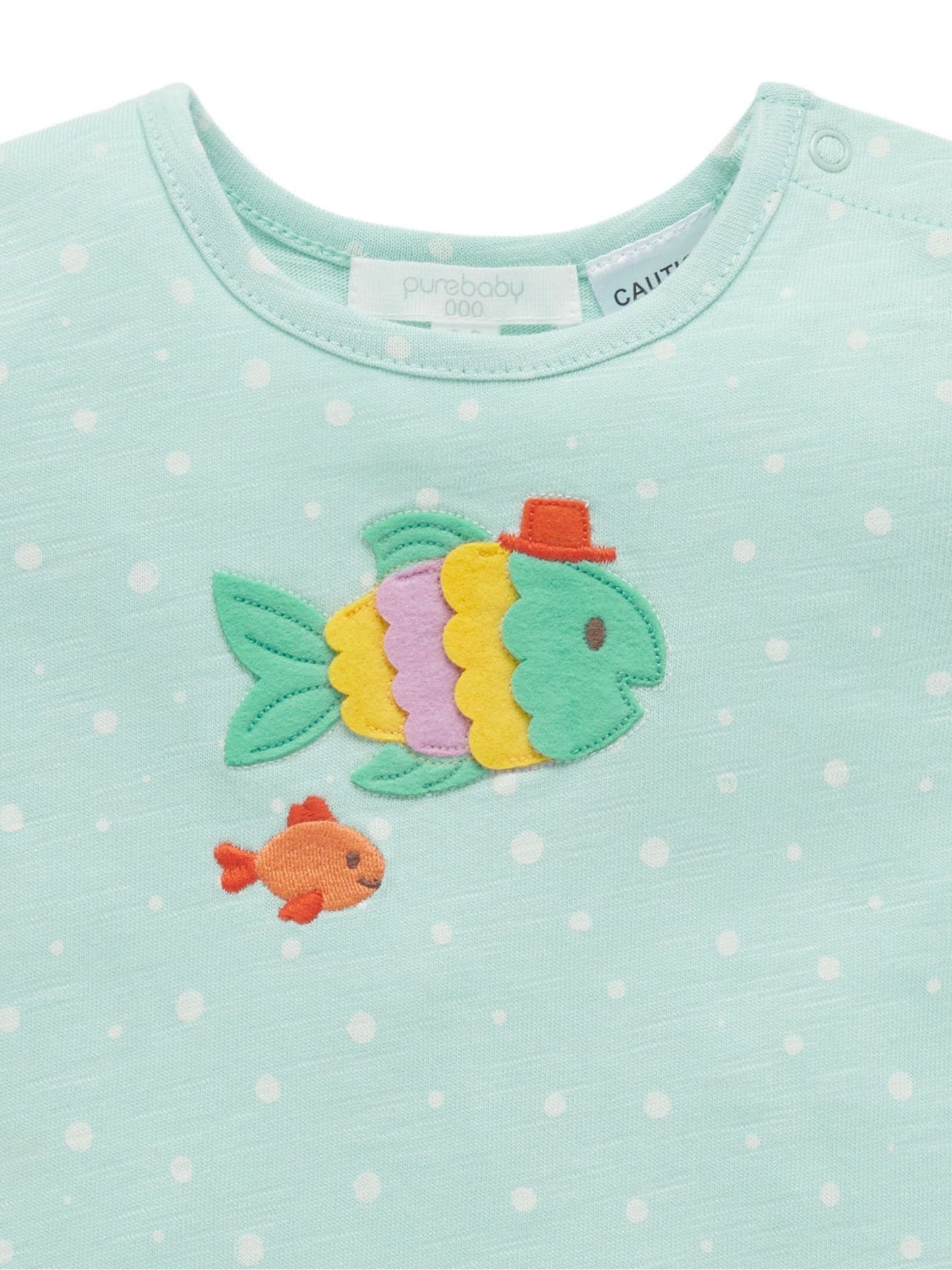 Purebaby Blue Fancy Fish Growsuit Rompersuit image 3