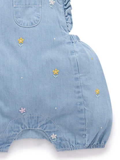 Purebaby Blue Broderie Dungaree Set image 5