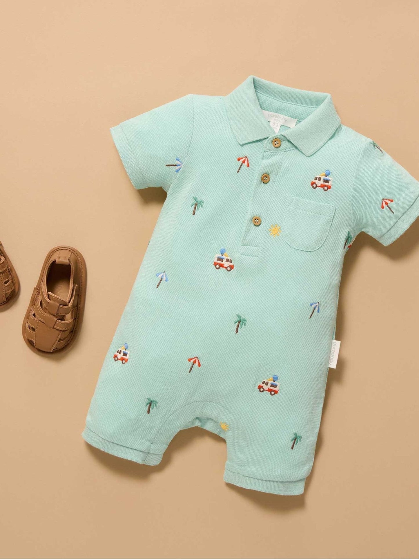 Purebaby Blue Cancun Polo Rompersuit image 1