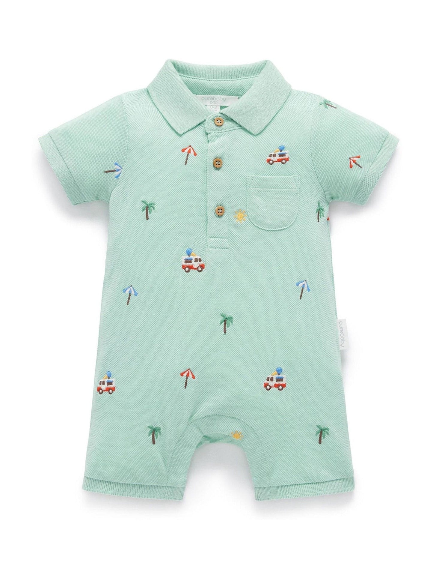 Purebaby Blue Cancun Polo Rompersuit image 2