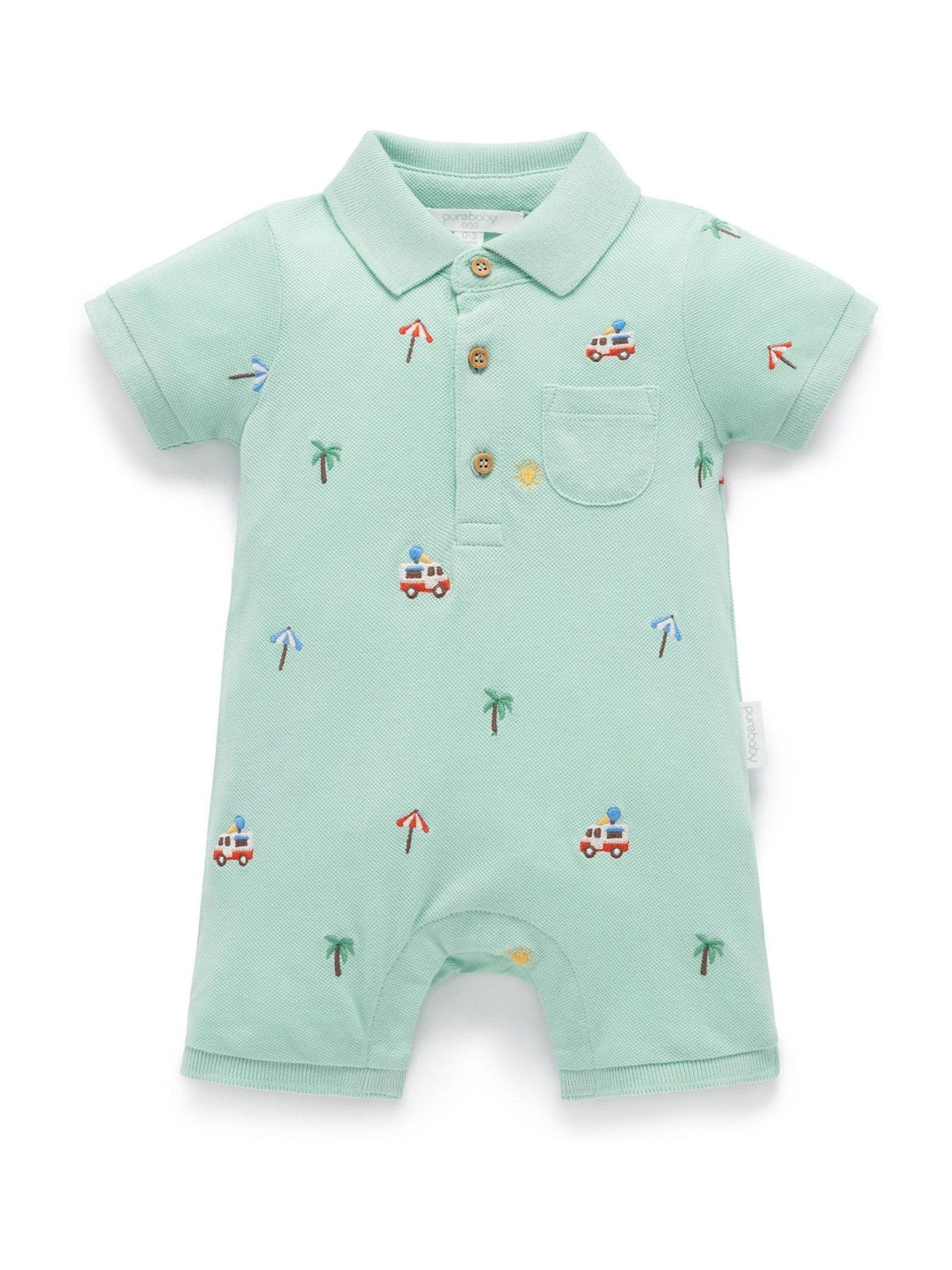 Purebaby Blue Cancun Polo Rompersuit image 2