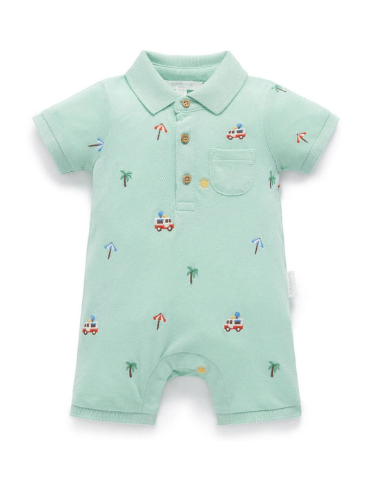 Purebaby Blue Cancun Polo Rompersuit image 2